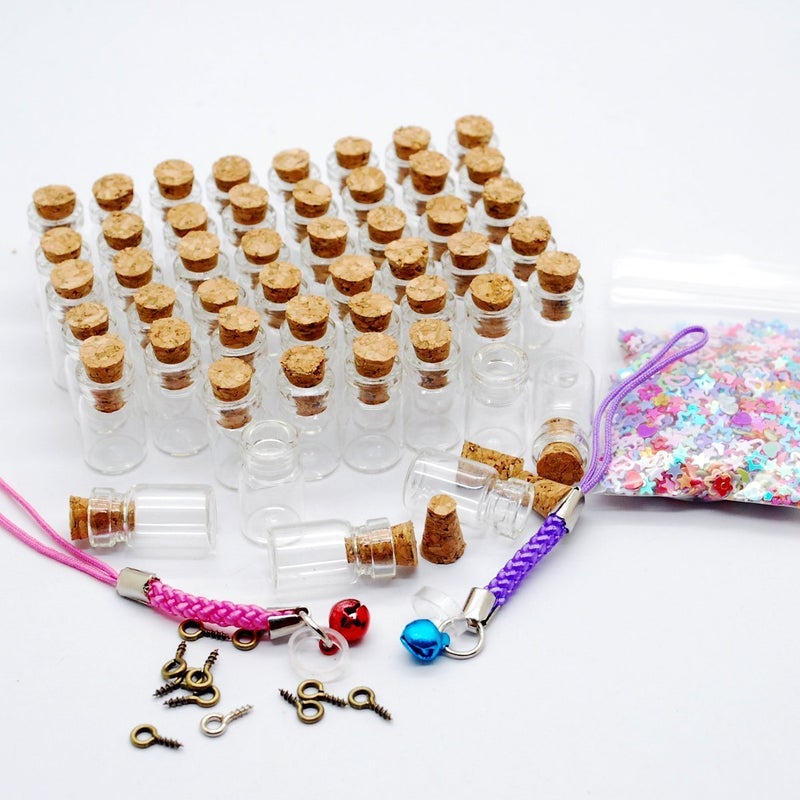 CTKcom 100pcs 0.5ml-extra Mini Tiny Clear Glass Jars Bottles with Cork Stoppers, Glass Bottles for Decoration, Arts & Crafts, Projects, Party Favors,100 Botlles + 100 Screws - Image 4
